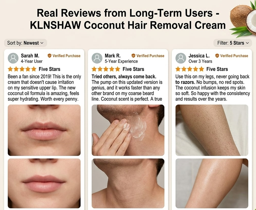 🥥 Painless Hair Removal — Face, Underarms, Legs, & Intimate Areas — Gentle Growth Inhibition: Coconut Hair Removal Cream