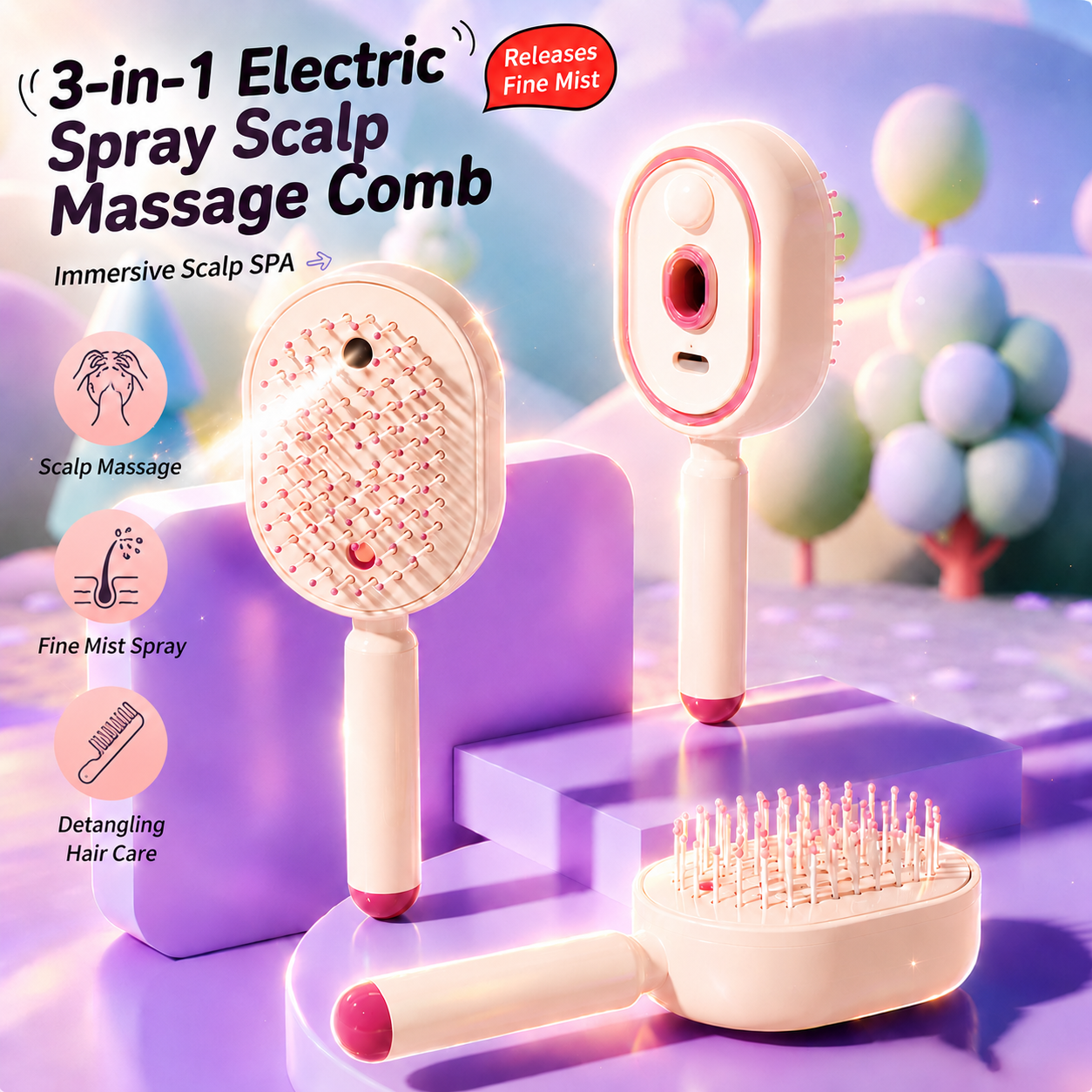 💆LAST DAY 49% OFF-Electric Spray Air Cushion Massage Comb💗3-in-1 Electric Spray Scalp Massage Comb