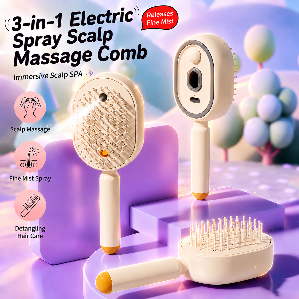 💆LAST DAY 49% OFF-Electric Spray Air Cushion Massage Comb💗3-in-1 Electric Spray Scalp Massage Comb