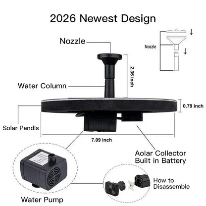 Solar Bird Bath Fountain Pump with 4 Nozzles