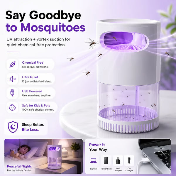 🔥Last Day Free Shipping ✨Quiet UV Mosquito Trap – Chemical-Free & Safe for Kids & Pets🦟