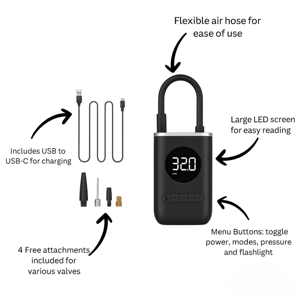 Yagoo™ 2026 Portable Tyre Inflator & Power Bank – Fast & Reliable